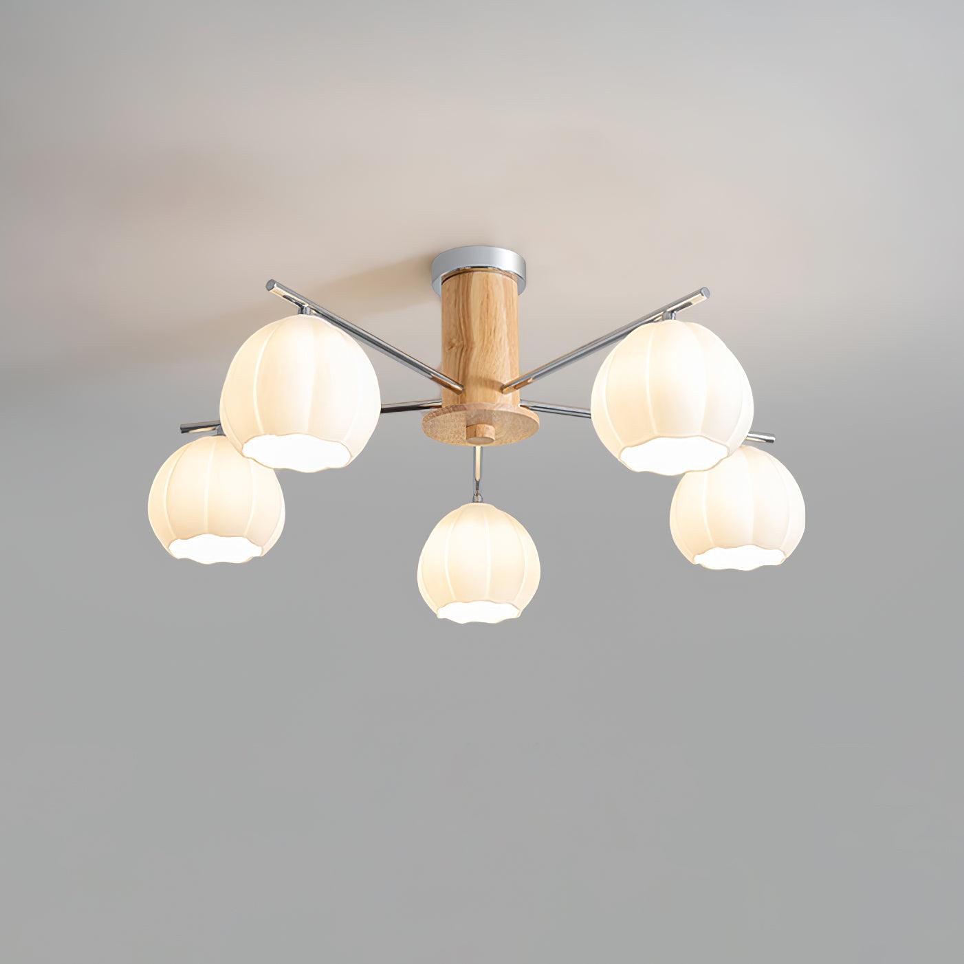 Modern Flower Buds Flush Mount Ceiling Light with Floral Glass Shades