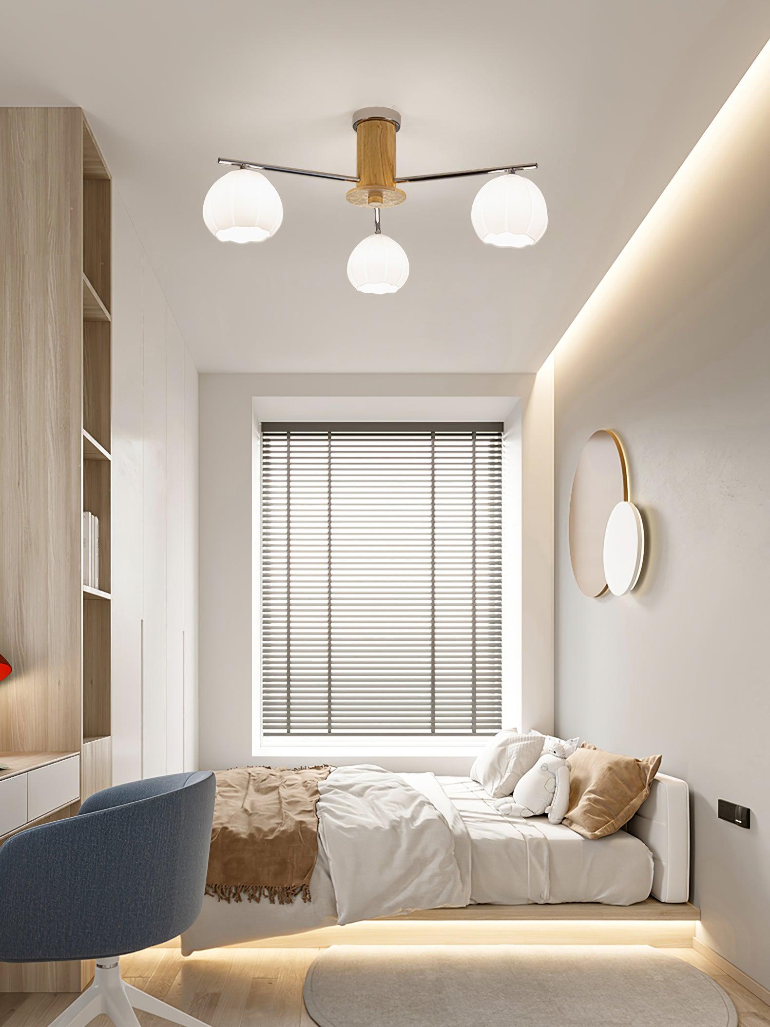 Modern Flower Buds Flush Mount Ceiling Light with Floral Glass Shades