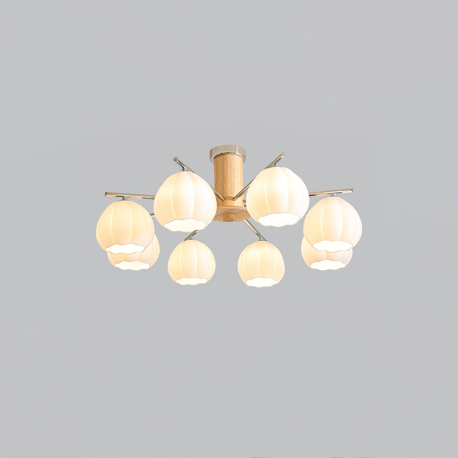 Modern Flower Buds Flush Mount Ceiling Light with Floral Glass Shades
