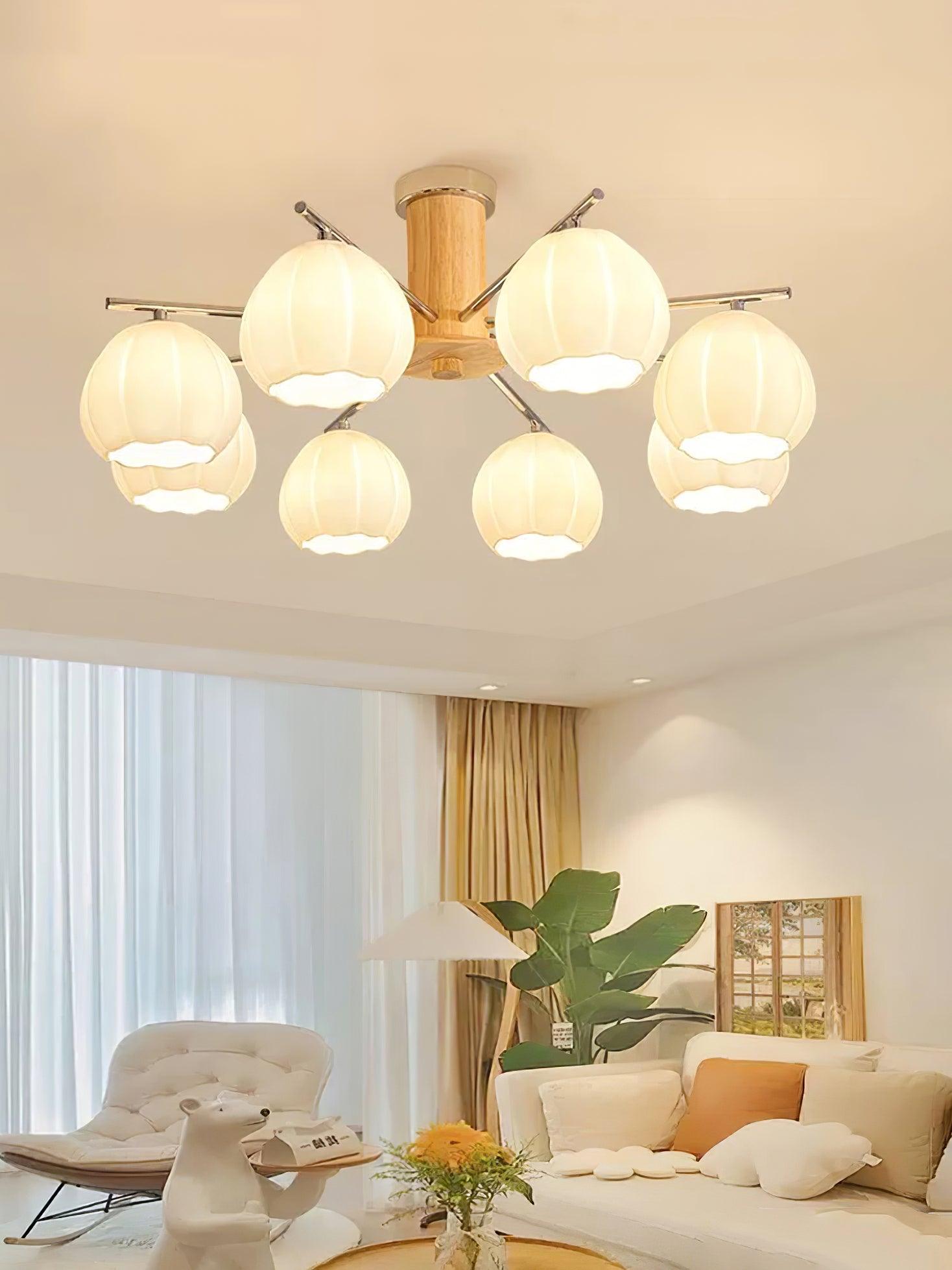 Modern Flower Buds Flush Mount Ceiling Light with Floral Glass Shades