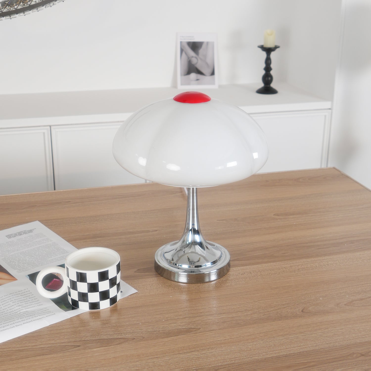 Modern Flower Petal Glass Table Lamp Contemporary Chrome Accent Light for Bedroom and Living Room