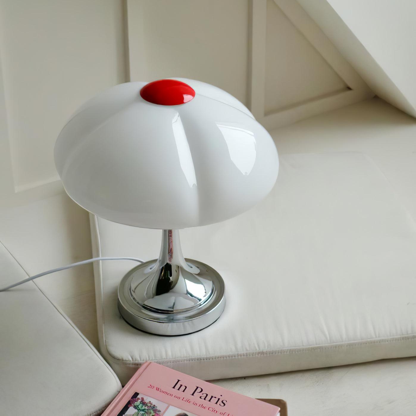 Modern Flower Petal Glass Table Lamp Contemporary Chrome Accent Light for Bedroom and Living Room