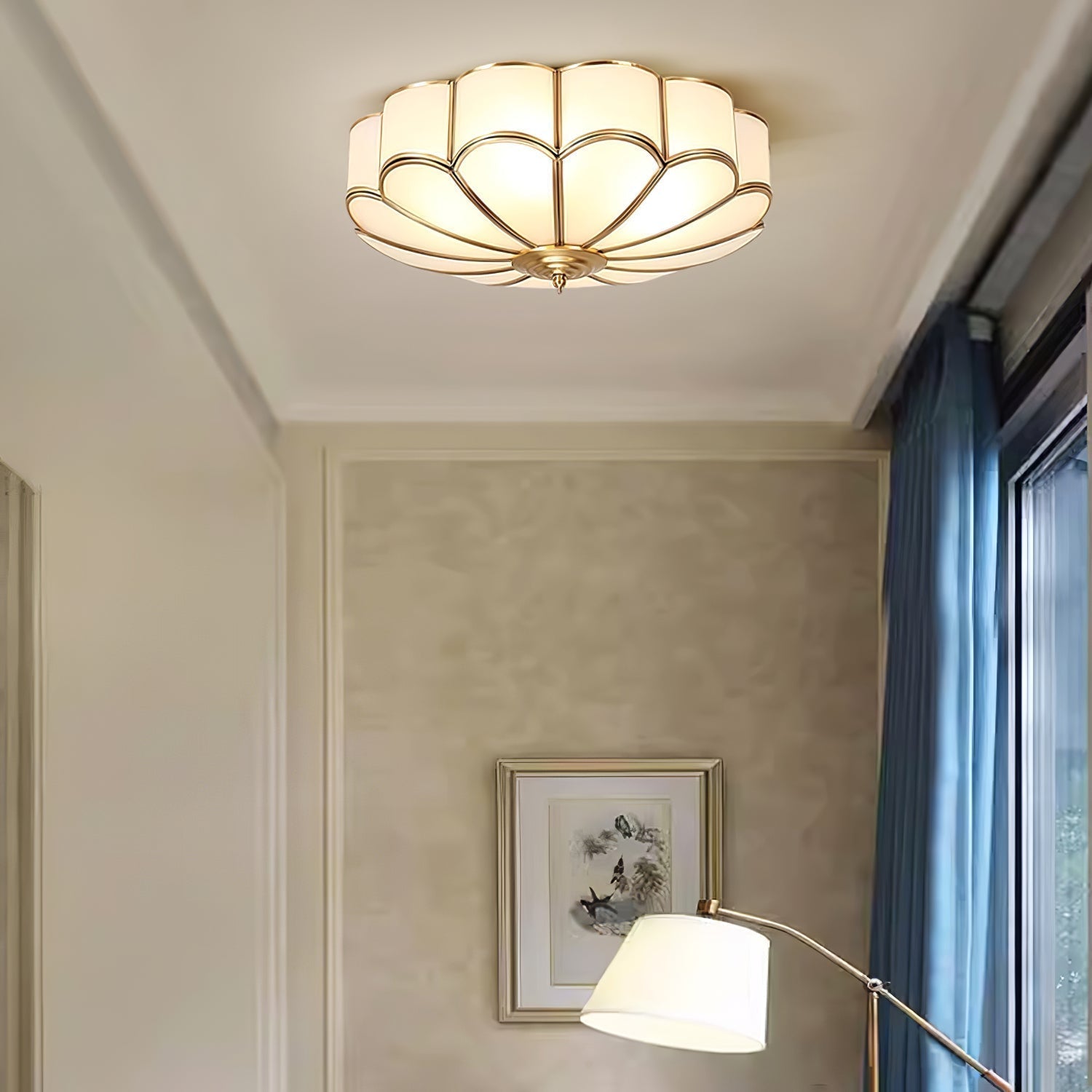 elegant-flower-shape-glass-flush-mount-ceiling-light-brass-floral-lighting-fixture