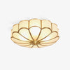 Modern Scalloped Brass Flush Mount Ceiling Light with White Glass Shade