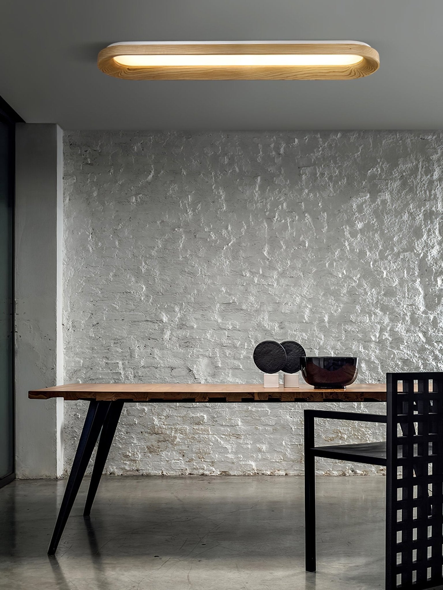 Modern Minimalist Organic Flowing Cloud LED Ceiling Light with Wood Frame and Acrylic Diffuser