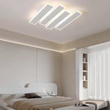 Modern White Geometric Linear LED Ceiling Light Dimmable Flush Mount with Remote Control
