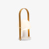 Portable Rechargeable Glass Bedside Table Lamp with Adjustable Tilting Shade and Wood Finish