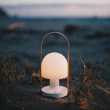 Portable Rechargeable Glass Bedside Table Lamp with Adjustable Tilting Shade and Wood Finish