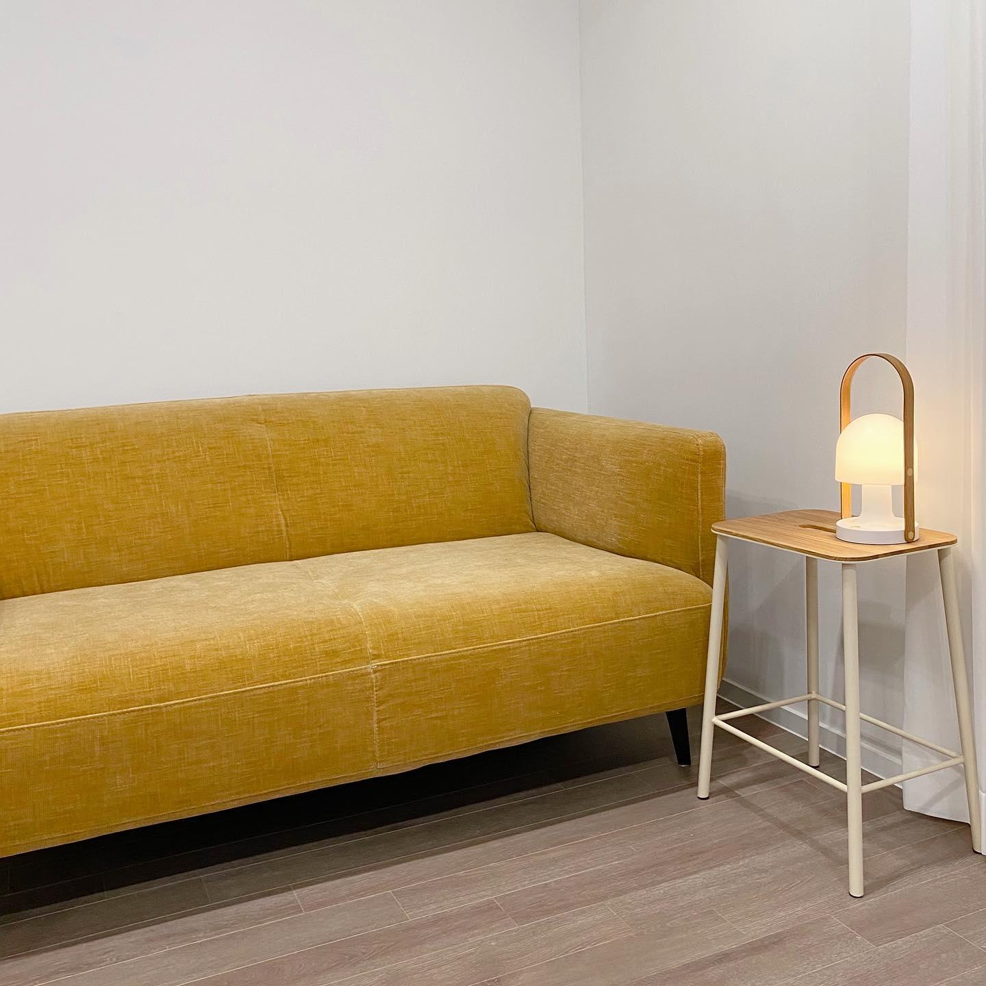 Portable Rechargeable Glass Bedside Table Lamp with Adjustable Tilting Shade and Wood Finish