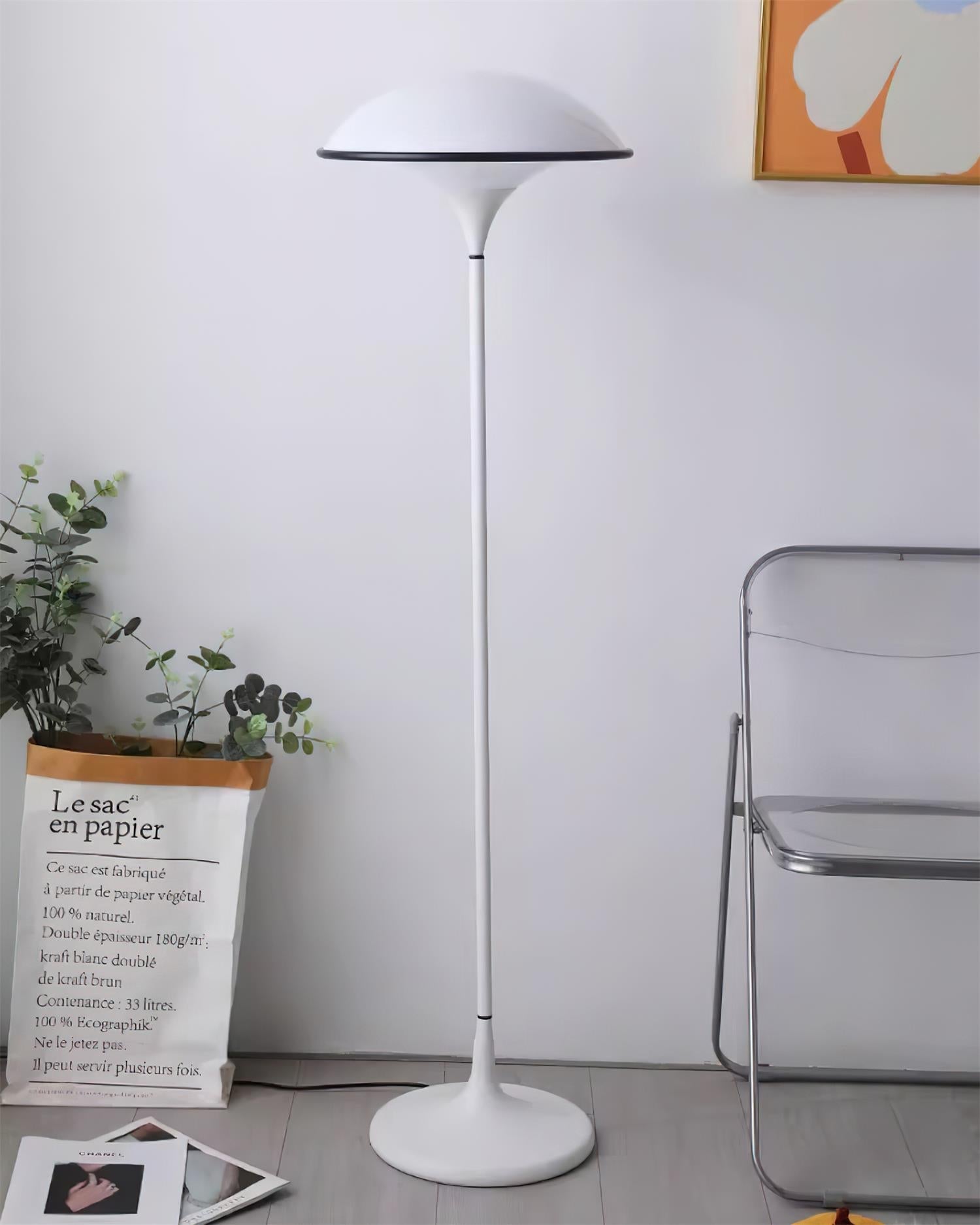 Fontana Modern Standing Lamp with Saucer Shade and Metal Pole for Ambient Lighting