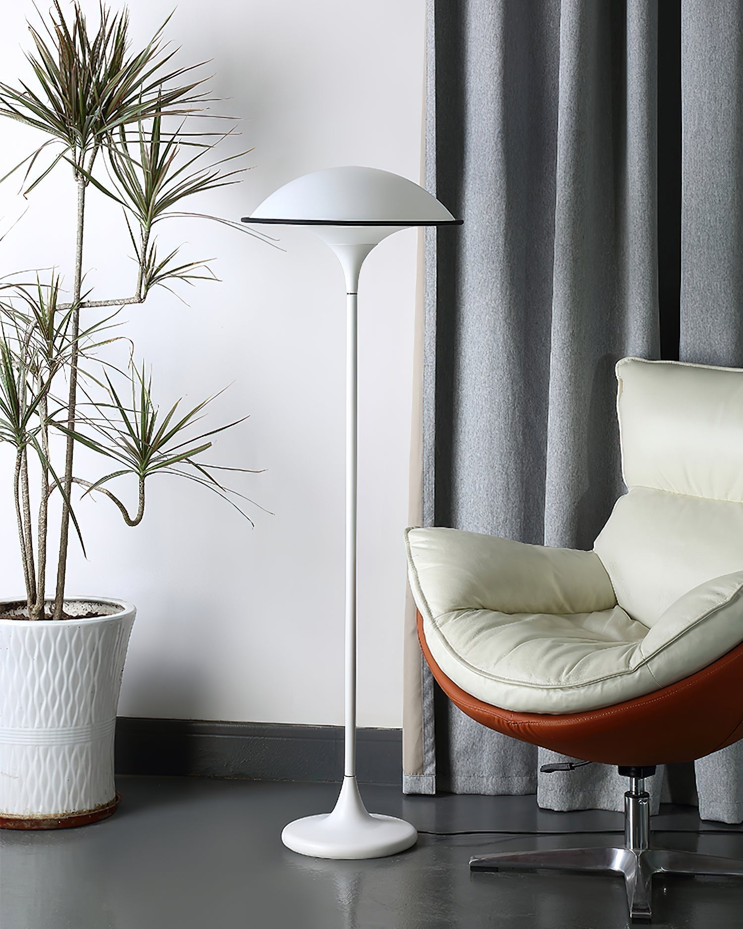 Fontana Modern Standing Lamp with Saucer Shade and Metal Pole for Ambient Lighting