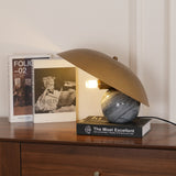 Formosa Modern Marble Sphere Table Lamp with Bronze Metal Tilt Shade for Bedroom and Living Room