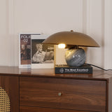 Formosa Modern Marble Sphere Table Lamp with Bronze Metal Tilt Shade for Bedroom and Living Room
