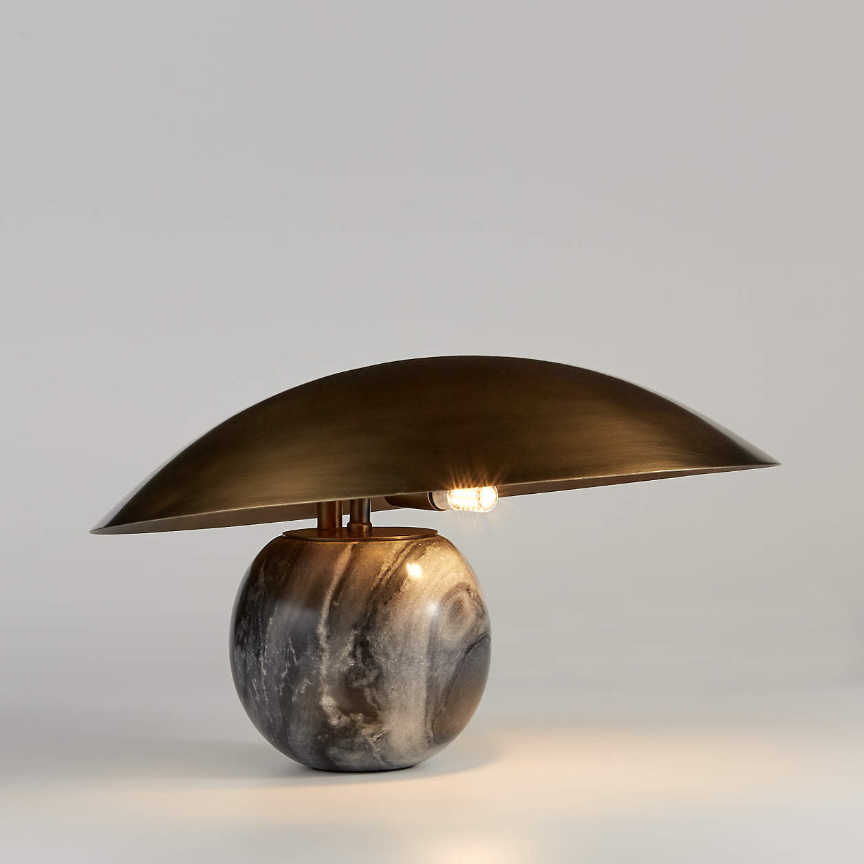 Formosa Modern Marble Sphere Table Lamp with Bronze Metal Tilt Shade for Bedroom and Living Room