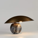 Formosa Modern Marble Sphere Table Lamp with Bronze Metal Tilt Shade for Bedroom and Living Room