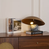 Formosa Modern Marble Sphere Table Lamp with Bronze Metal Tilt Shade for Bedroom and Living Room
