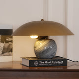Formosa Modern Marble Sphere Table Lamp with Bronze Metal Tilt Shade for Bedroom and Living Room