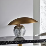 Formosa Modern Marble Sphere Table Lamp with Bronze Metal Tilt Shade for Bedroom and Living Room