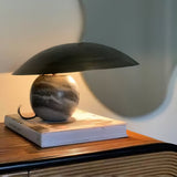 Formosa Modern Marble Sphere Table Lamp with Bronze Metal Tilt Shade for Bedroom and Living Room