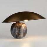Formosa Modern Marble Sphere Table Lamp with Bronze Metal Tilt Shade for Bedroom and Living Room