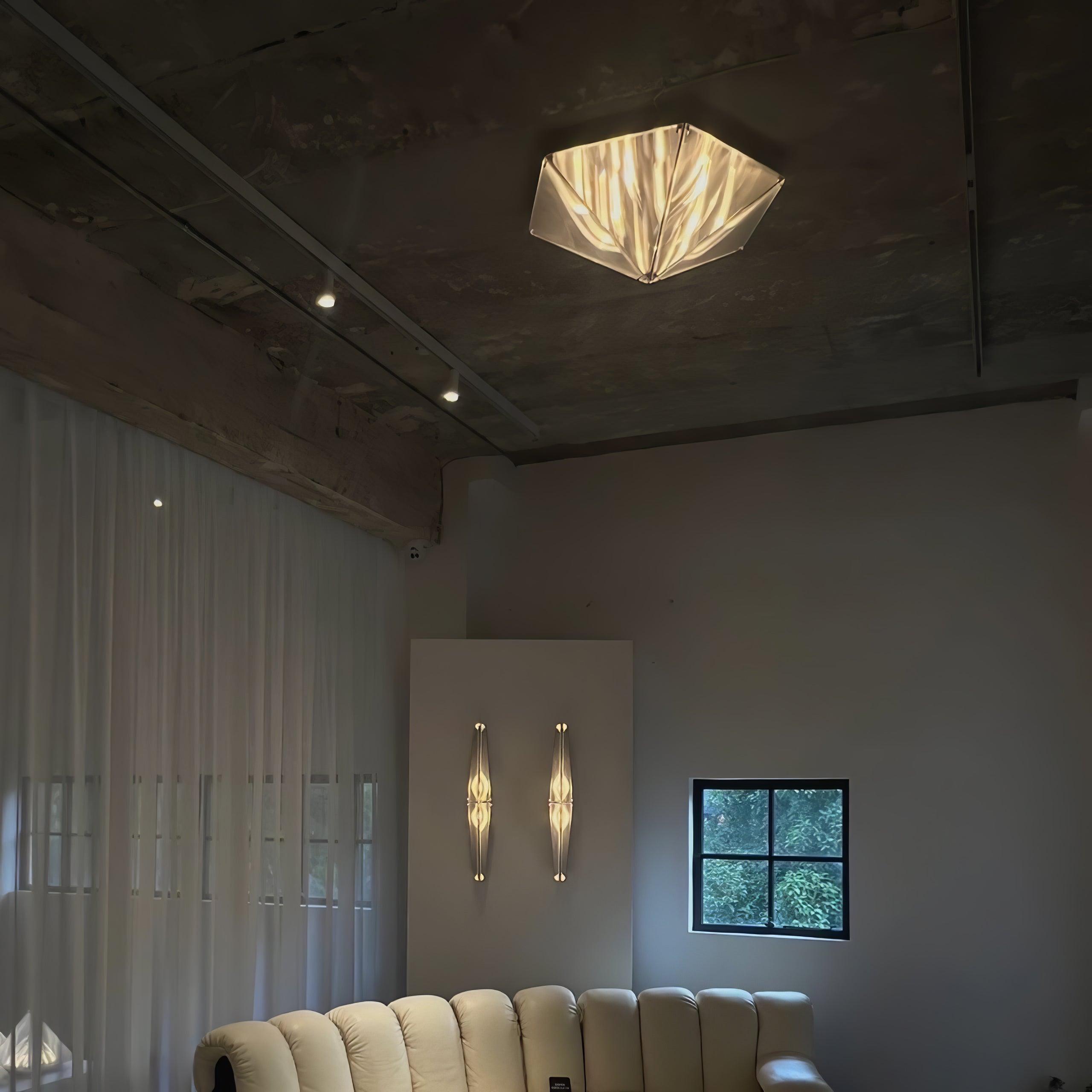Fragment Textured Glass Ceiling Light Chrome Modern Gothic Architectural LED Lamp