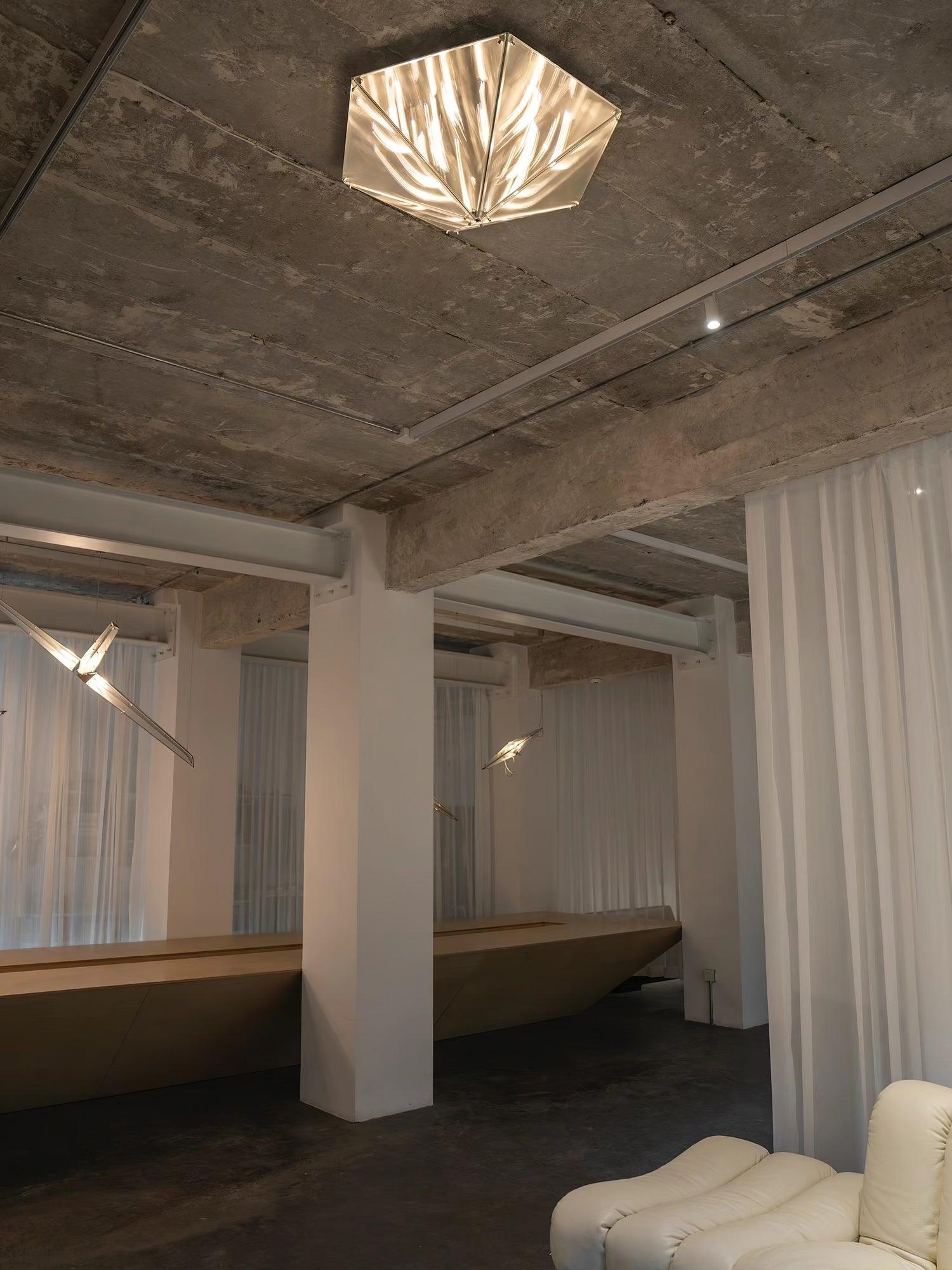 Fragment Textured Glass Ceiling Light Chrome Modern Gothic Architectural LED Lamp