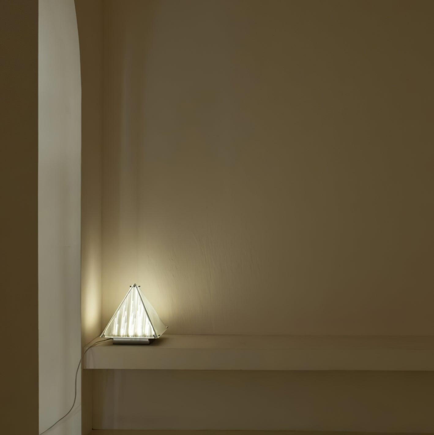 Modern Architectural Patterned Glass LED Table Lamp Chrome Finish Bedside Desk Light