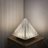 Modern Architectural Patterned Glass LED Table Lamp Chrome Finish Bedside Desk Light