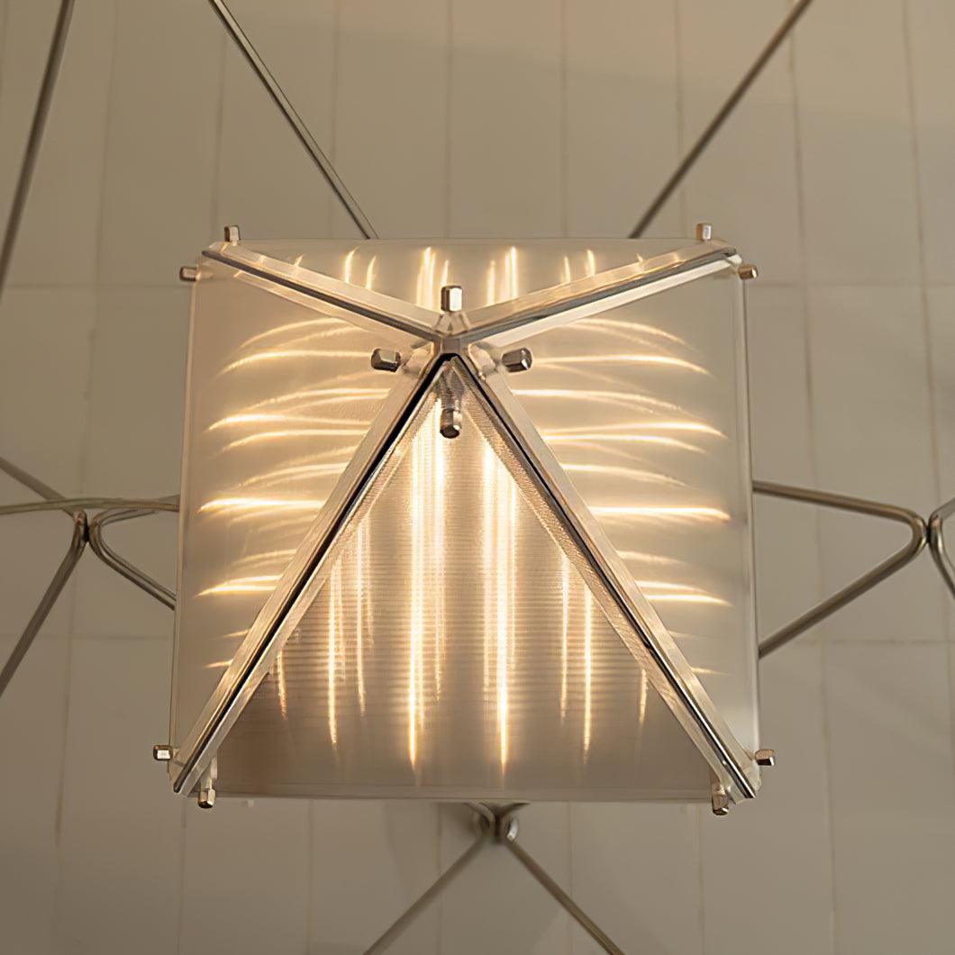 Modern Architectural Patterned Glass LED Table Lamp Chrome Finish Bedside Desk Light
