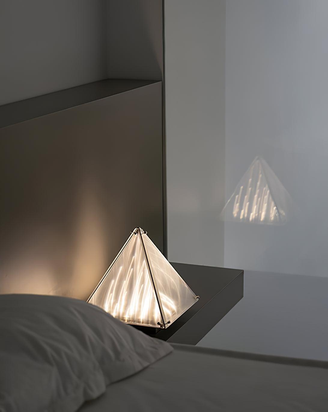 Modern Architectural Patterned Glass LED Table Lamp Chrome Finish Bedside Desk Light