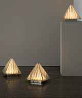 Modern Architectural Patterned Glass LED Table Lamp Chrome Finish Bedside Desk Light