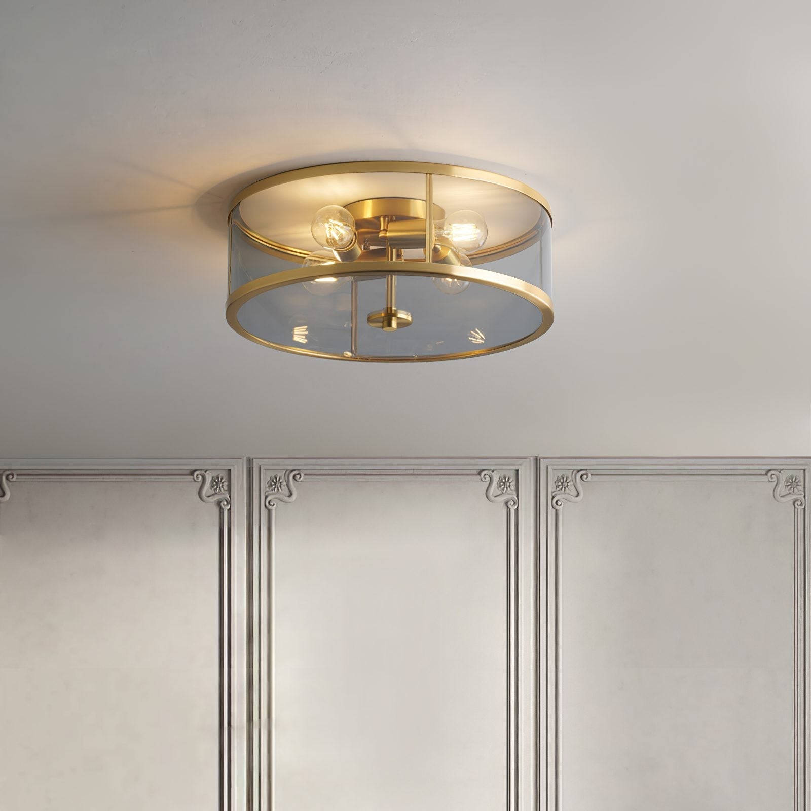 franklin-industrial-brass-and-glass-flush-mount-ceiling-light-for-entryways-and-dining-rooms