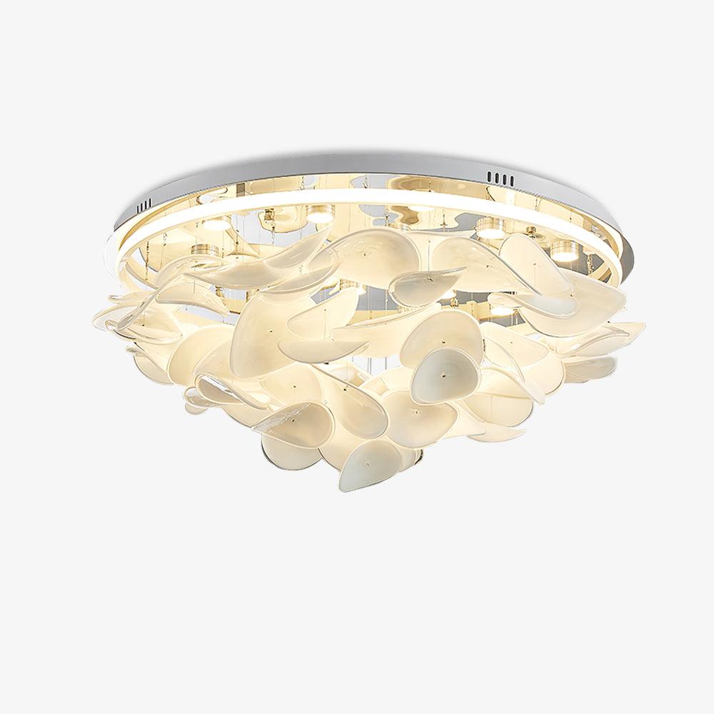 Modern French Petal LED Flush Mount Ceiling Light with Glass Shade