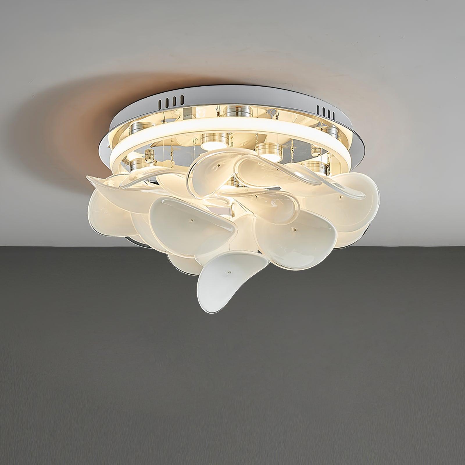 Modern French Petal LED Flush Mount Ceiling Light with Glass Shade