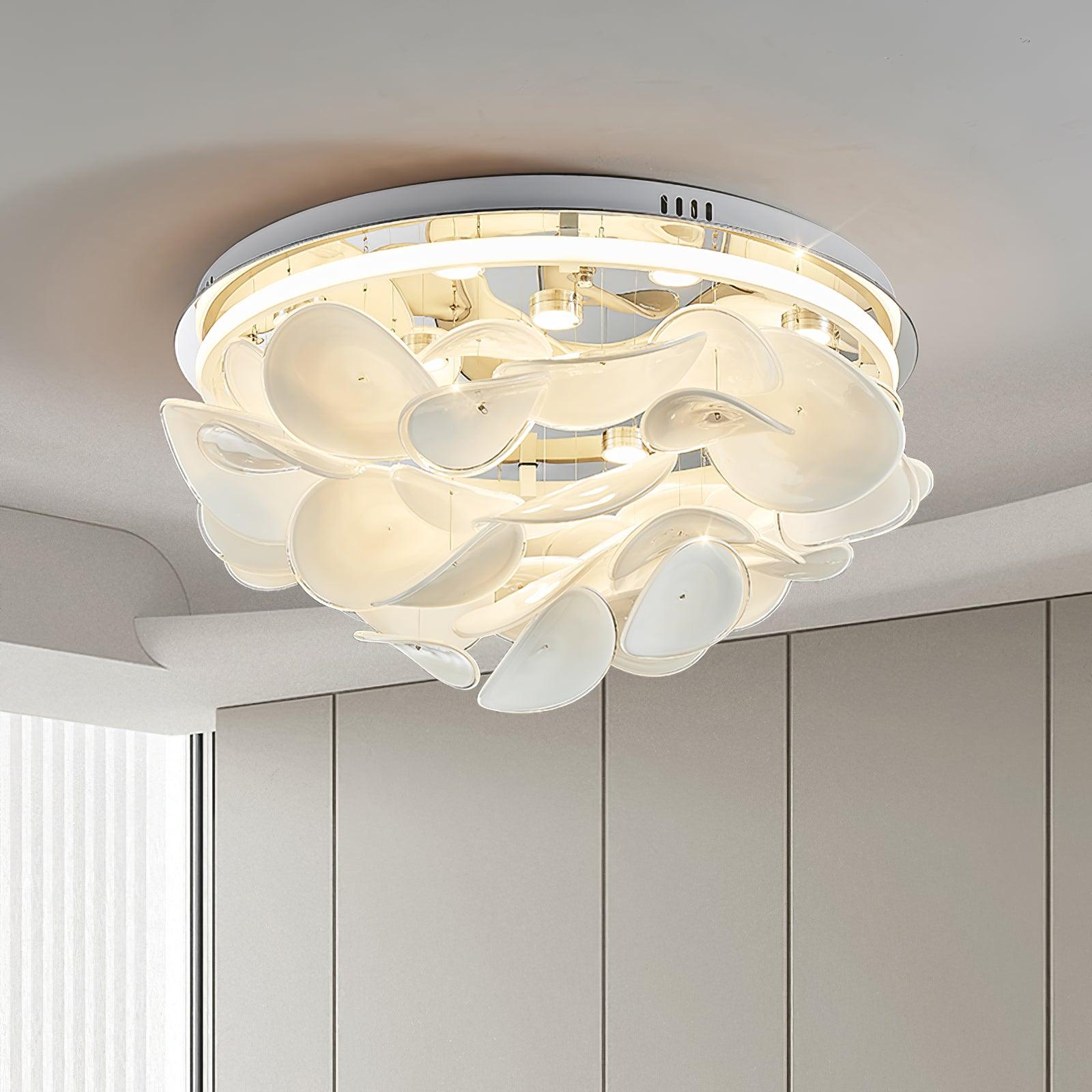 Modern French Petal LED Flush Mount Ceiling Light with Glass Shade