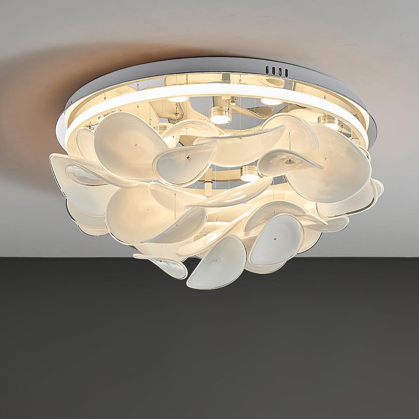 Modern French Petal LED Flush Mount Ceiling Light with Glass Shade