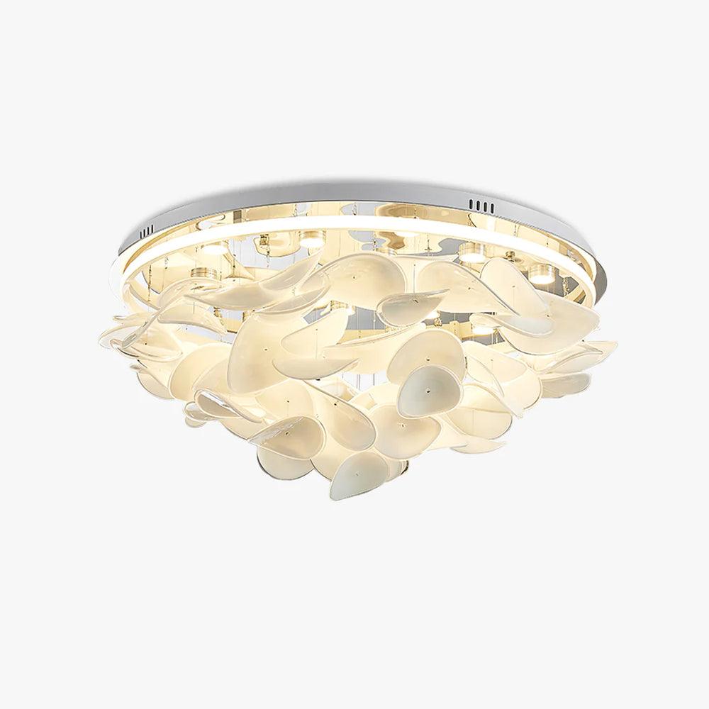 Modern French Petal LED Flush Mount Ceiling Light with Glass Shade