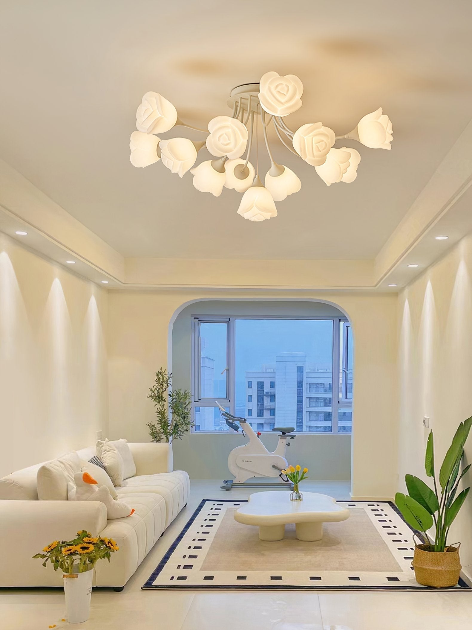 elegant-floral-rose-ceiling-light-fixture-for-romantic-bedroom-decor-white-and-green-finishes