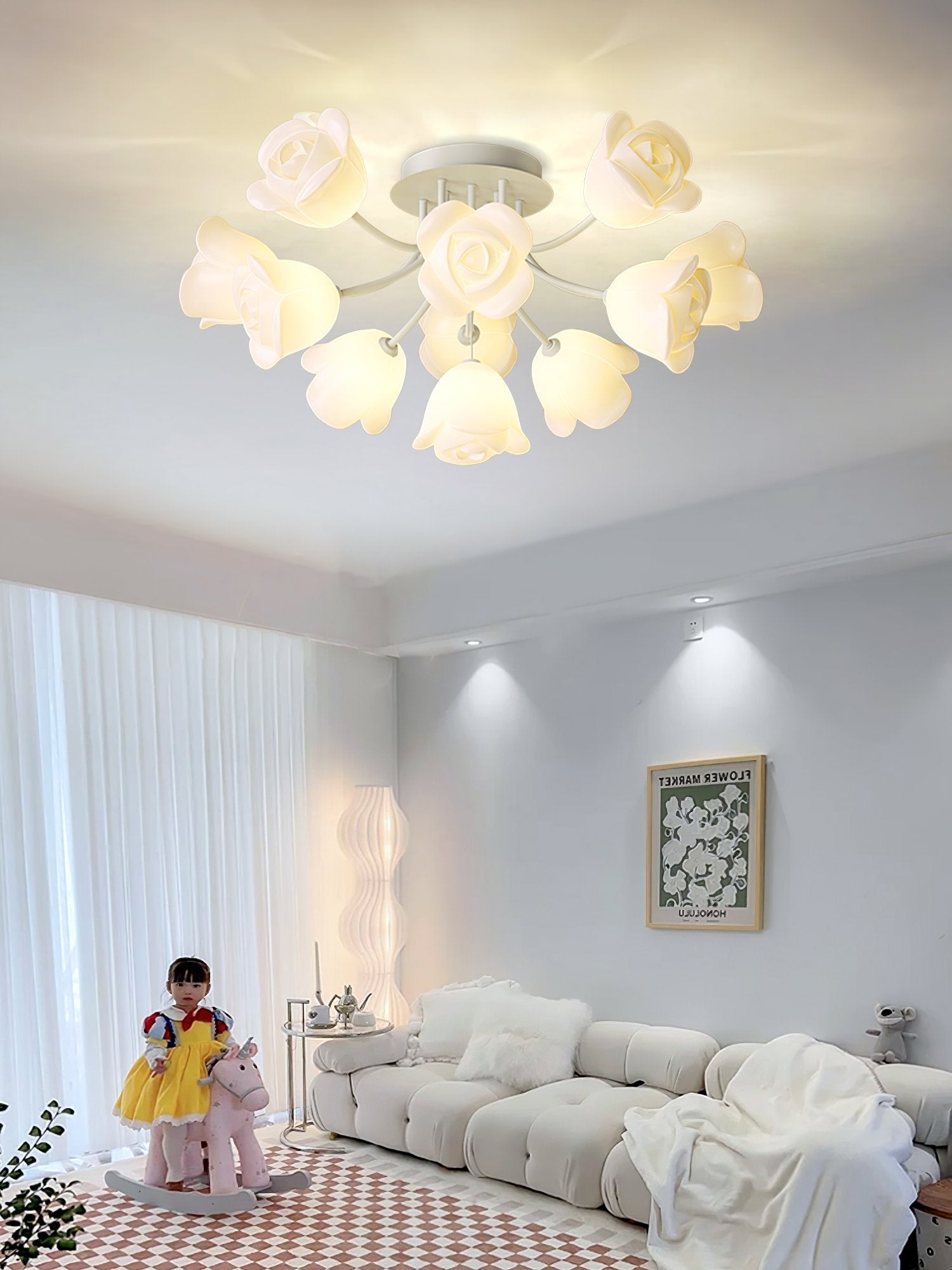 elegant-floral-rose-ceiling-light-fixture-for-romantic-bedroom-decor-white-and-green-finishes