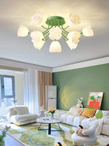 elegant-floral-rose-ceiling-light-fixture-for-romantic-bedroom-decor-white-and-green-finishes