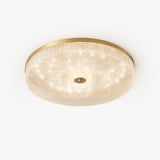 Modern Striped Glass Flush Mount Ceiling Light with Brass Finish and Integrated LED