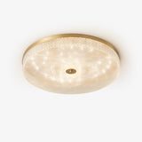 Modern Striped Glass Flush Mount Ceiling Light with Brass Finish and Integrated LED