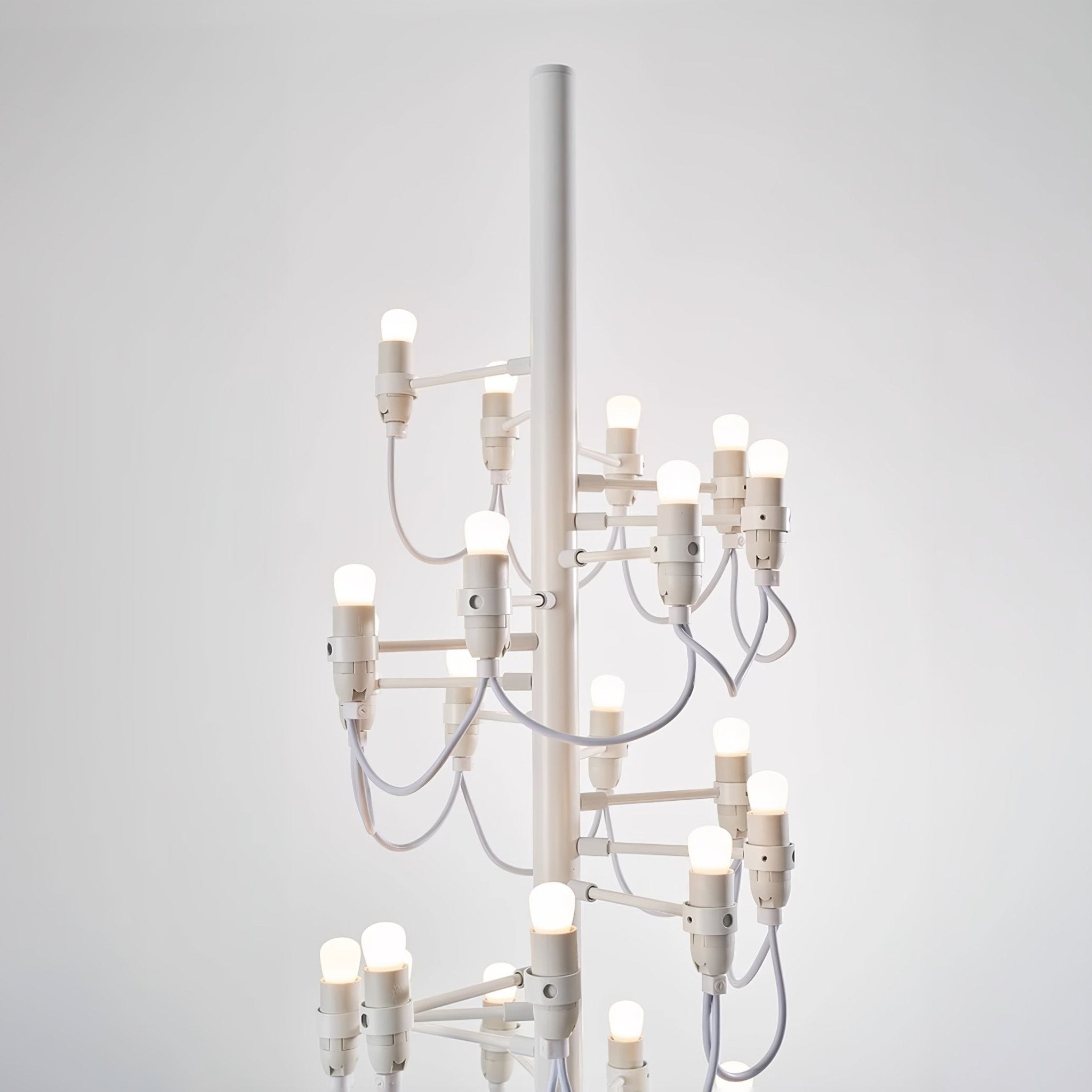Modern Geometric Fruit Torchiere Floor Lamp with Polished Steel Structure Tall Standing Light