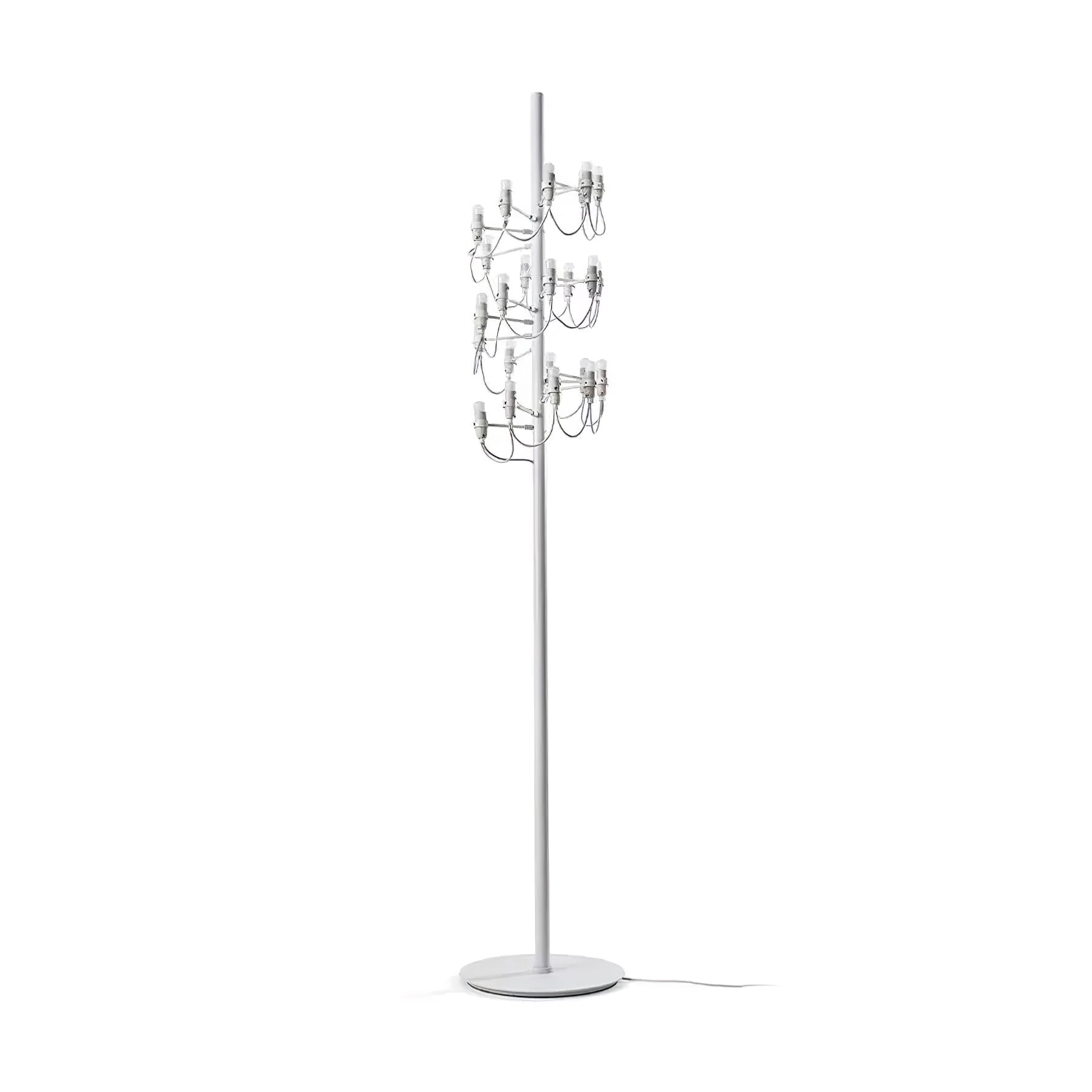 Modern Geometric Fruit Torchiere Floor Lamp with Polished Steel Structure Tall Standing Light