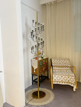 Modern Geometric Fruit Torchiere Floor Lamp with Polished Steel Structure Tall Standing Light