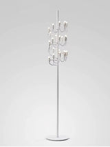 Modern Geometric Fruit Torchiere Floor Lamp with Polished Steel Structure Tall Standing Light