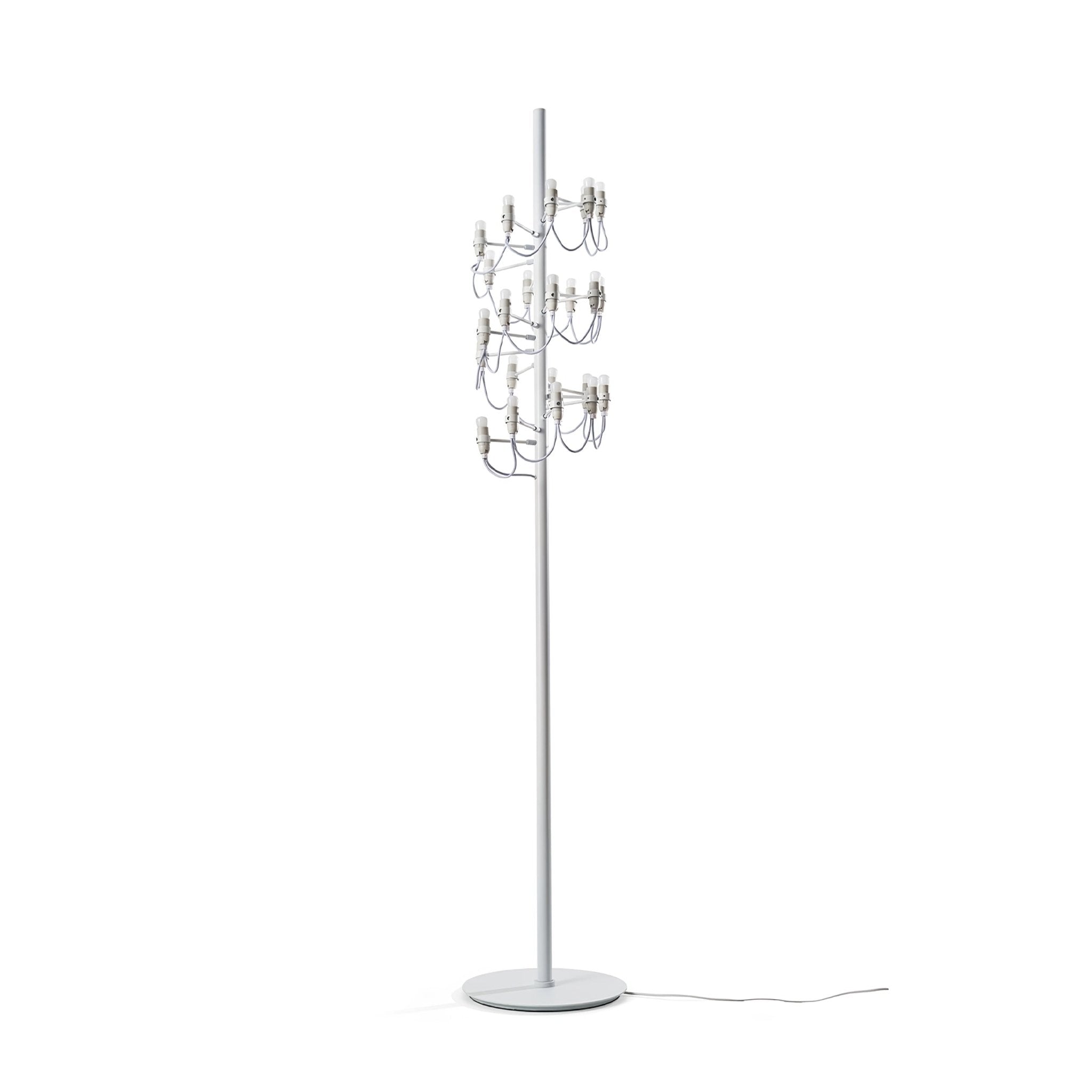 Modern Geometric Fruit Torchiere Floor Lamp with Polished Steel Structure Tall Standing Light