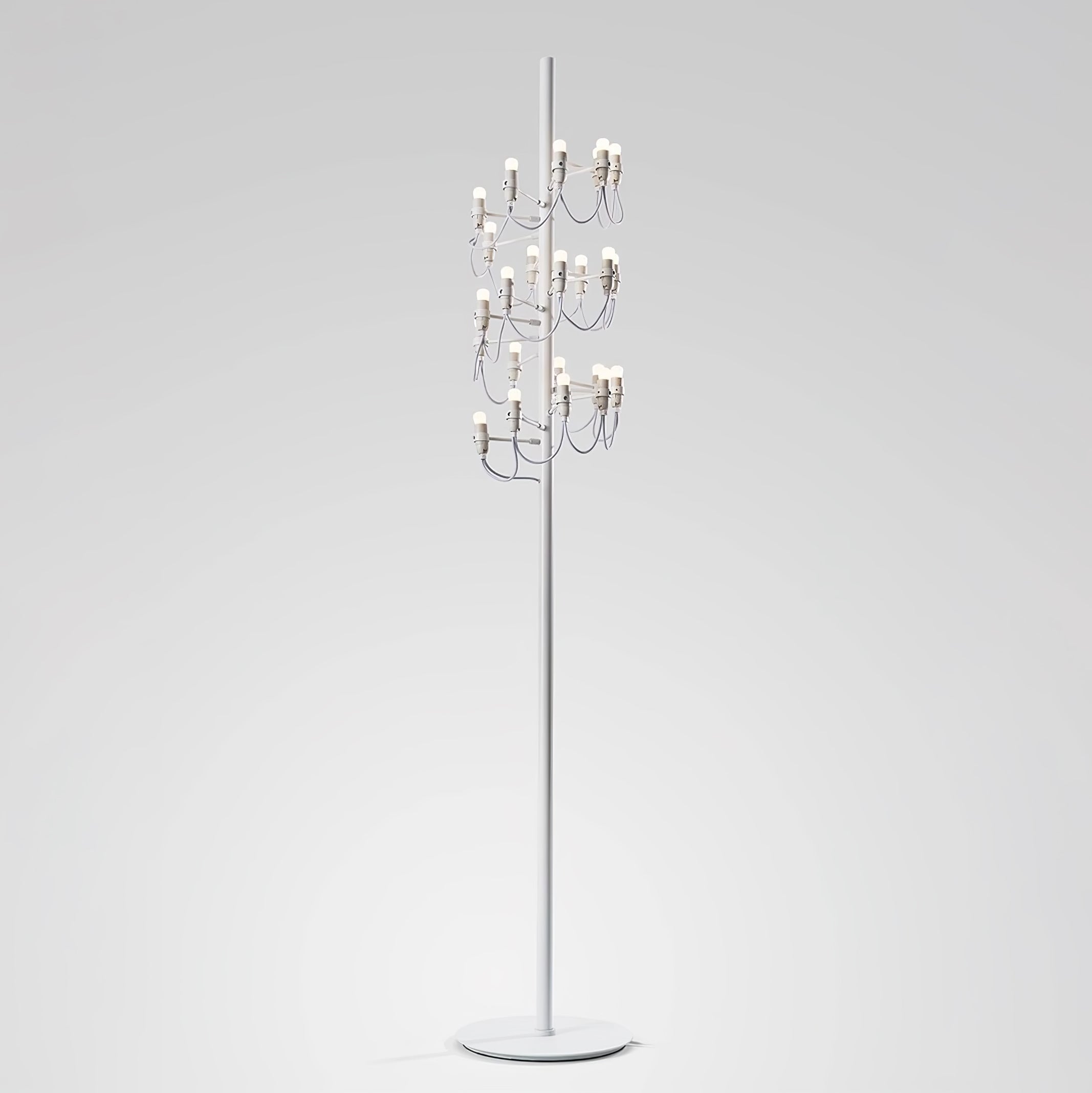 Modern Geometric Fruit Torchiere Floor Lamp with Polished Steel Structure Tall Standing Light