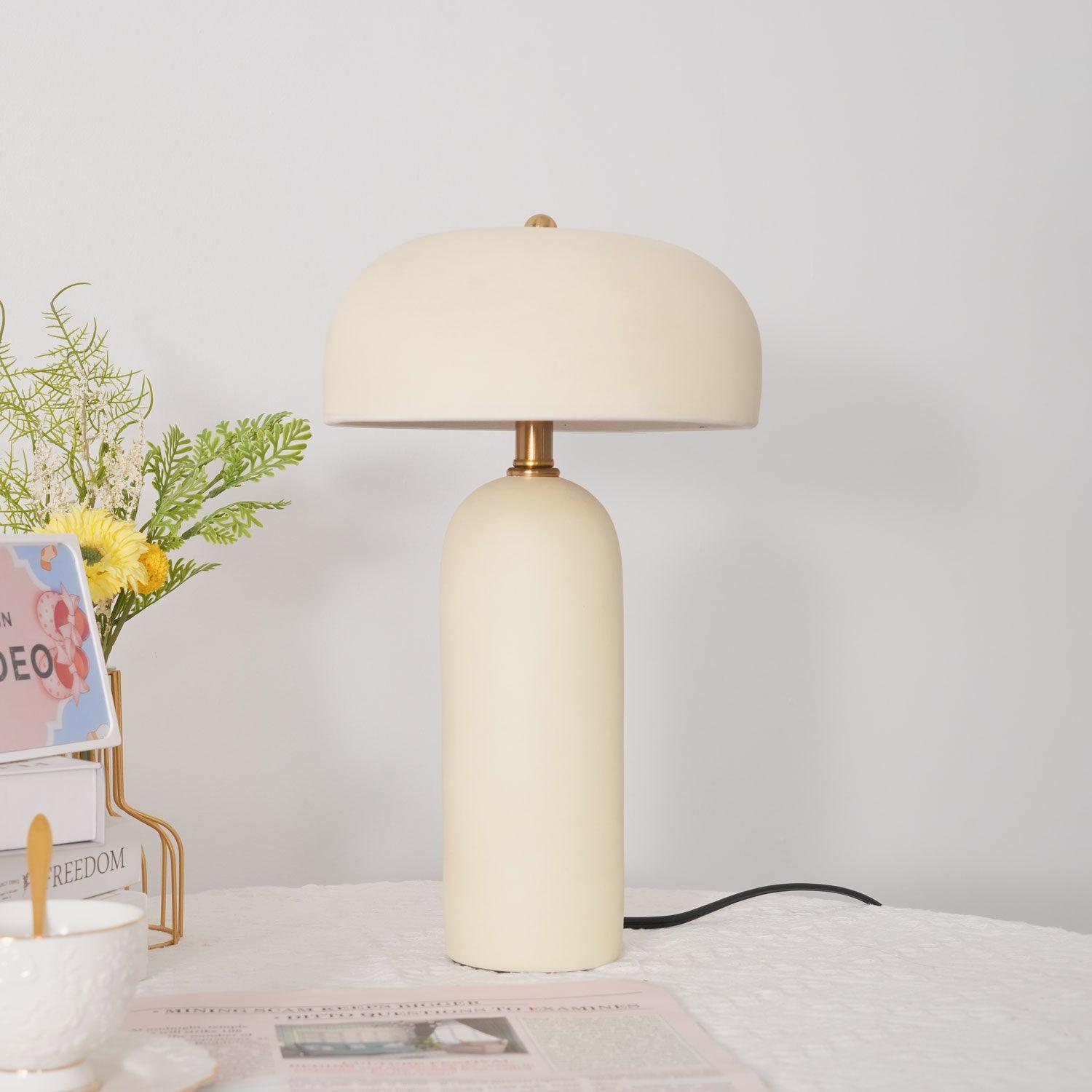 Modern Ceramic Mushroom Table Lamp Fungi Glow Bedside Light for Bedroom and Living Room