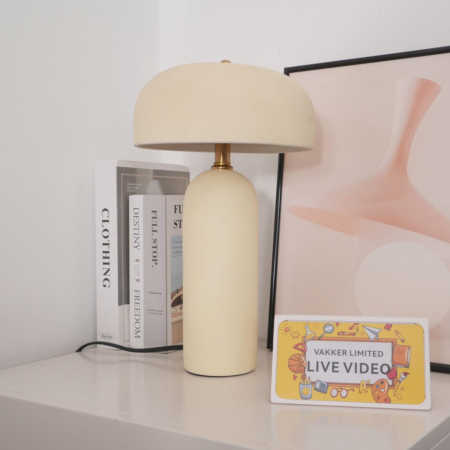Modern Ceramic Mushroom Table Lamp Fungi Glow Bedside Light for Bedroom and Living Room